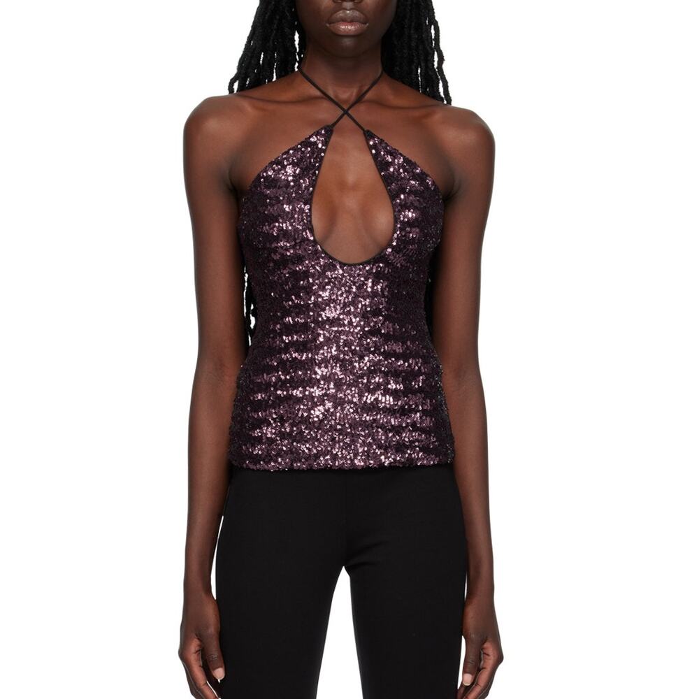 The Attico Sequined Purple Alix Tank Top Size 36